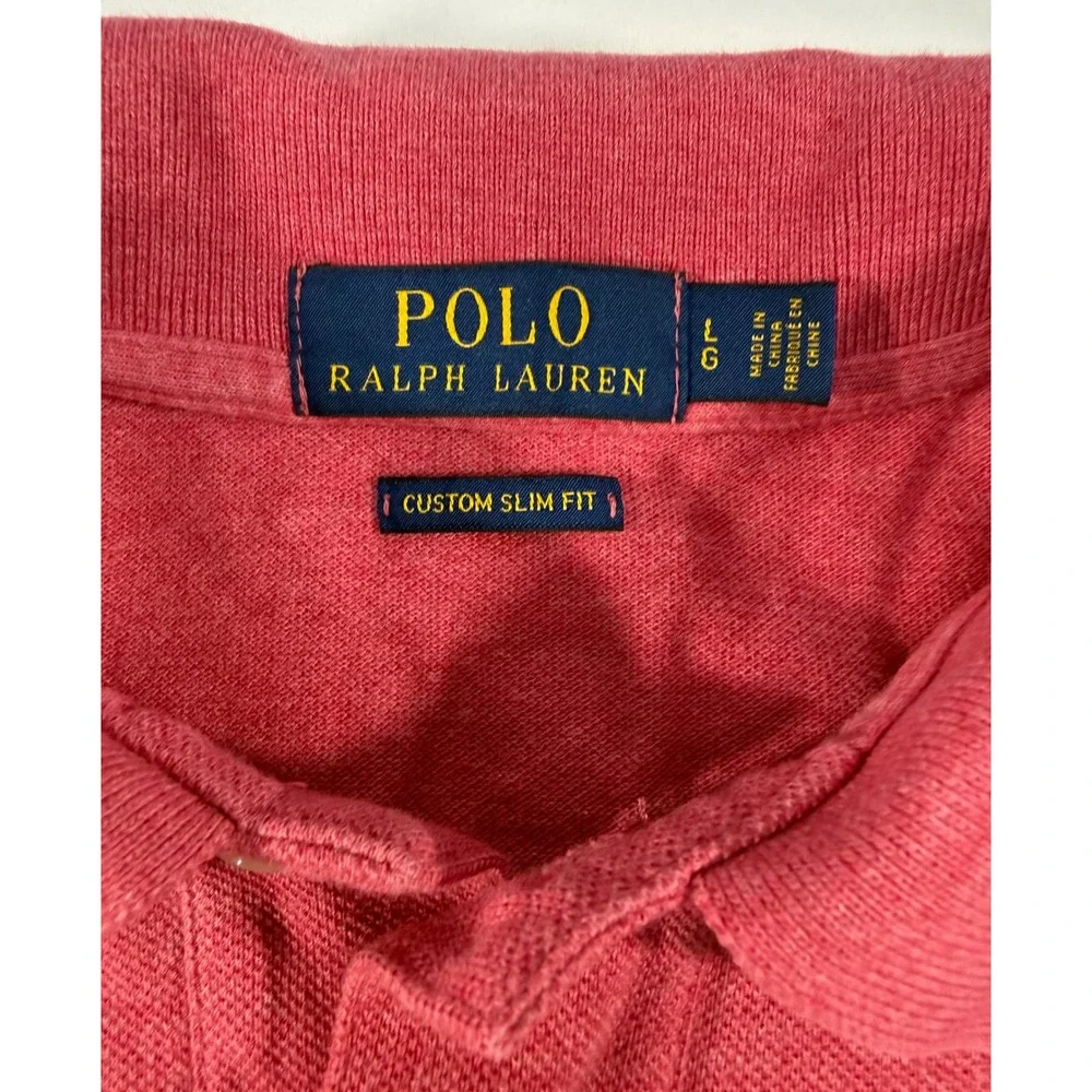 Polo Ralph Lauren Mens Custom Slim Fit Polo Shirt Pink Heather Large Pony Logo